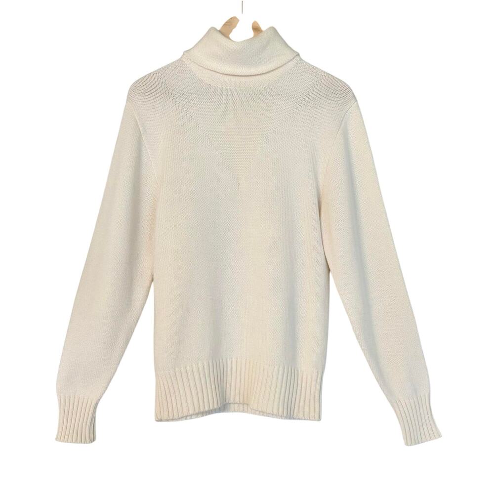 Bogner Vintage Cream Wool Turtleneck Sweater- Size Large Quiet Luxury Minimalist